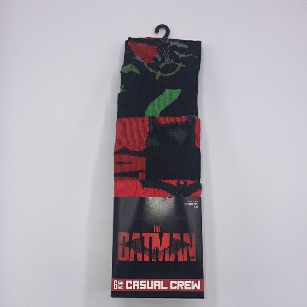 Mens The Batman Gotham Super Hero Socks 6-Pack Shoe Size 8-12